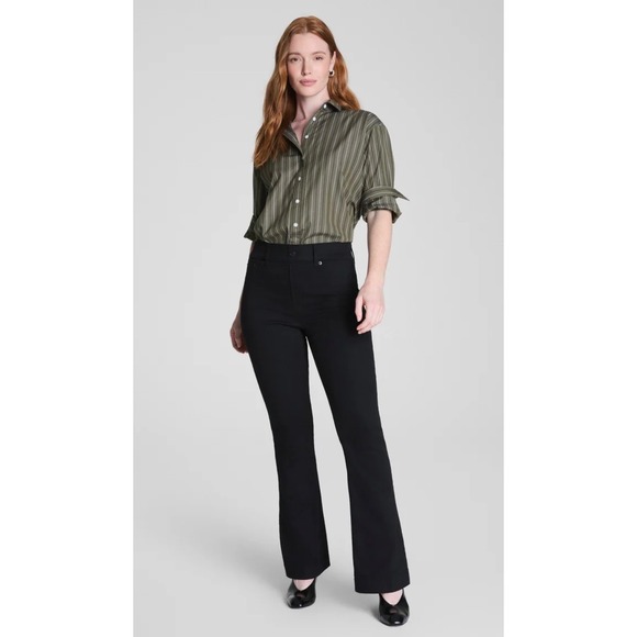 Spanx Black Flare Jeans Womens Size XL High Rise Hidden Core Shaping Stretch NWT